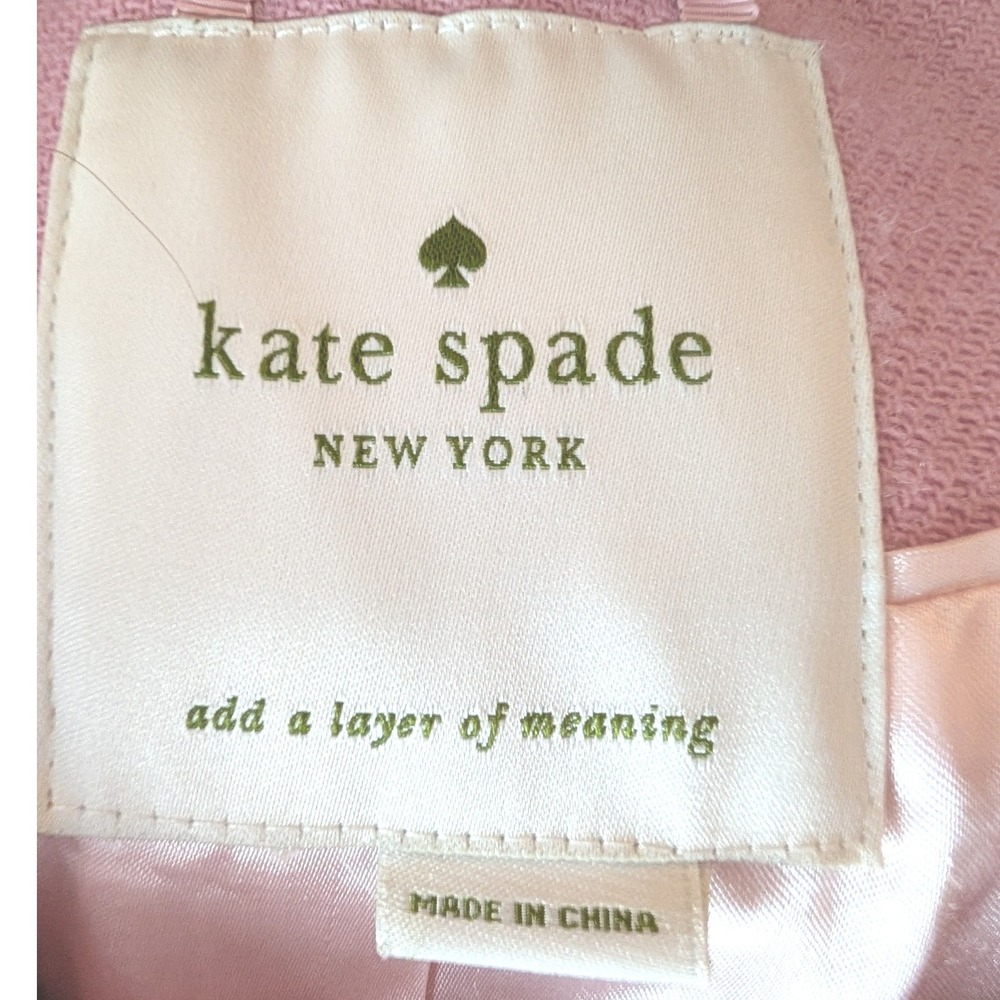Kate Spade Etta Walking Coat Wool Blend Bow Collar Pink 8 Coquette Preppy Mod - Picture 7 of 14
